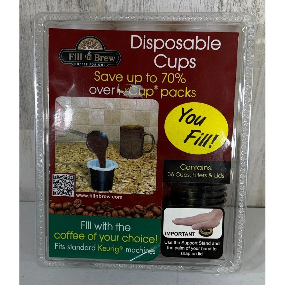 Fill n Brew Disposable Coffee Cups 36ct Keurig Compatible Pods